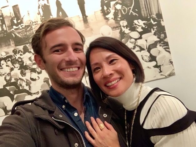 Lucy Liu and Jack Smart backstage podcast